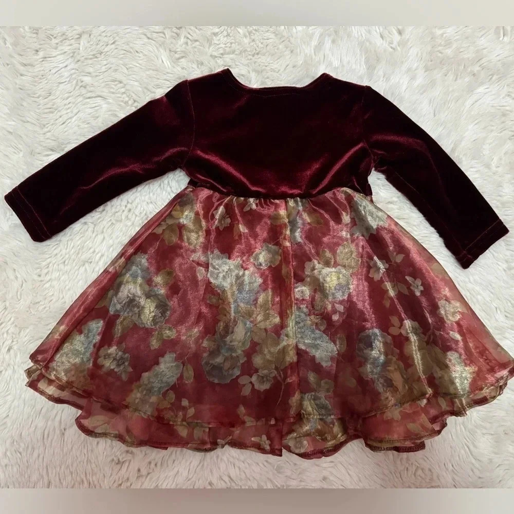 Brooke Lindsey toddler girl velvet top with floral skirt for 18 months - Picture 6 of 6